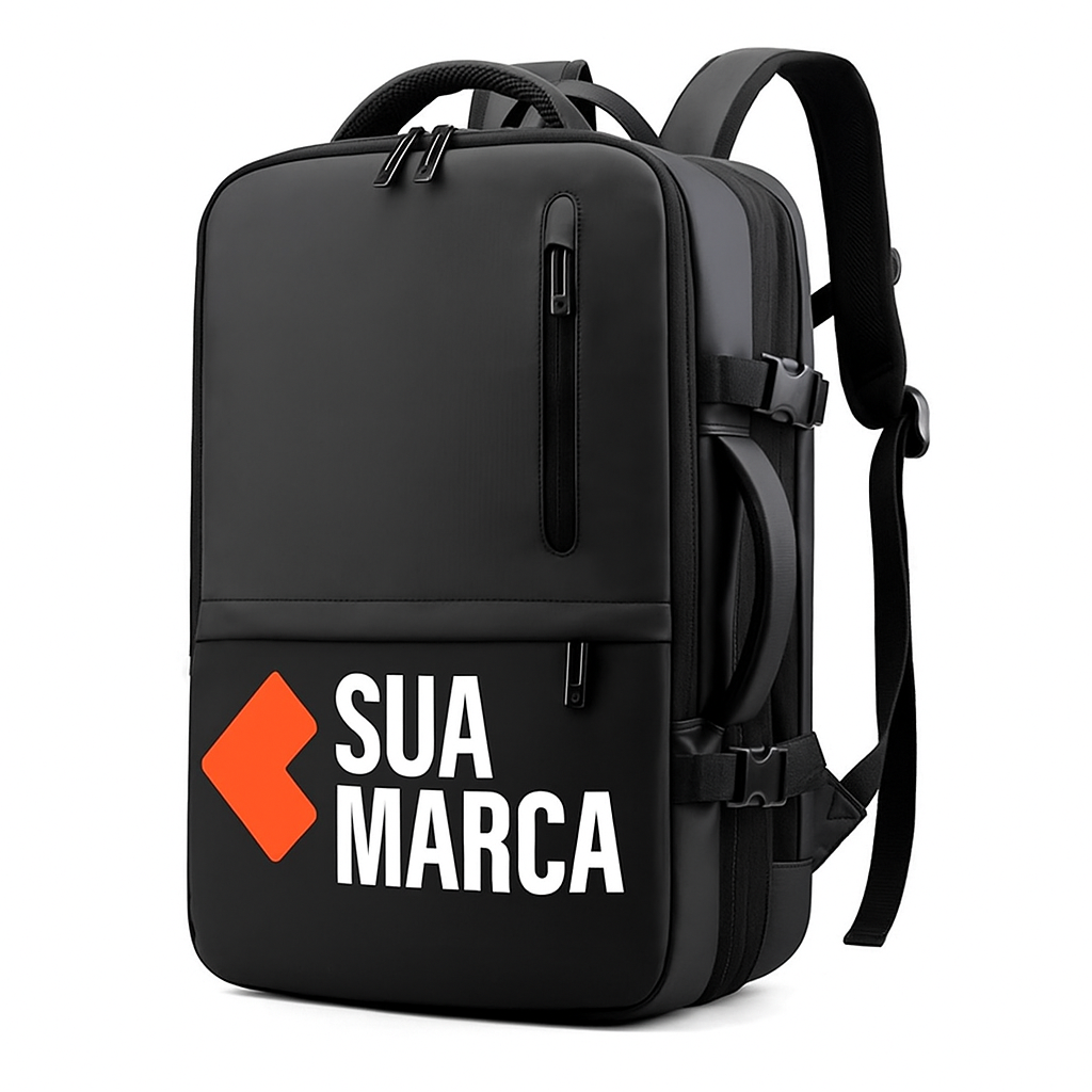 Mochila Expansível de viagem com logo de arte personalizada